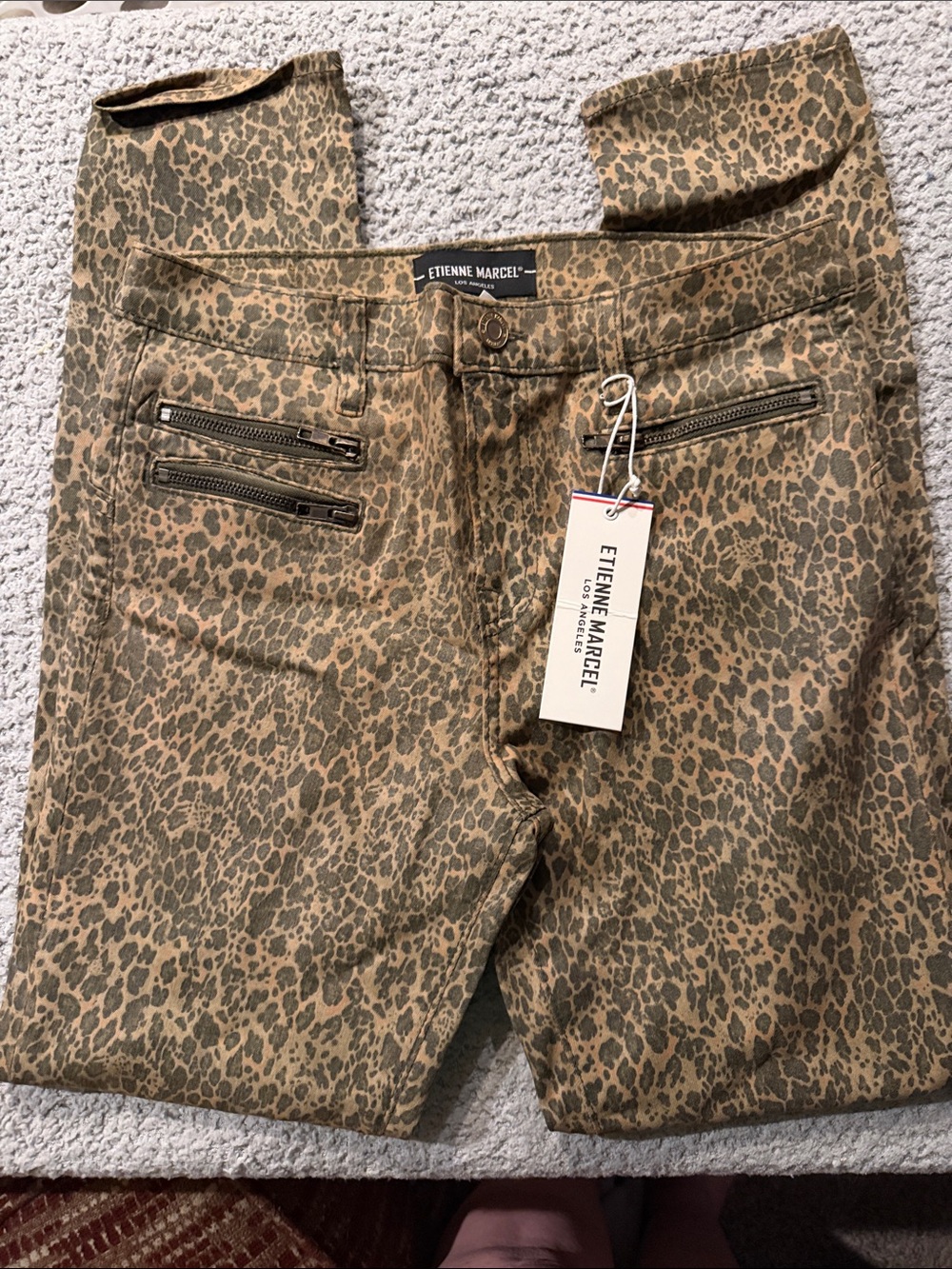 Etienne Marcel Leopard-Print Skinny Jeans - Tan